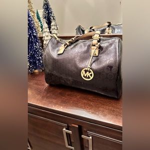Brown Patent MK Handbag